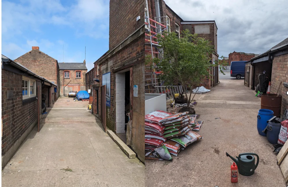The Port of Grimsby site before The Anywhere Courtyard was installed