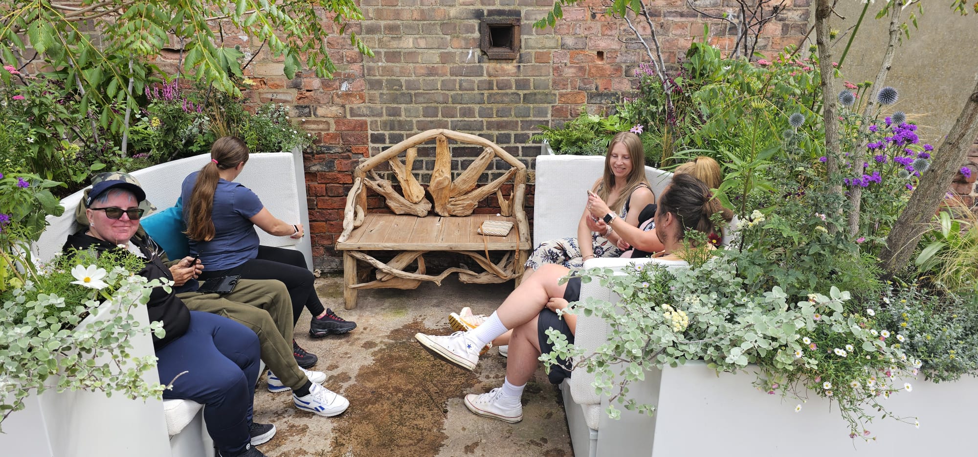 People using The Anywhere Courtyard after its relocation to Grimsby