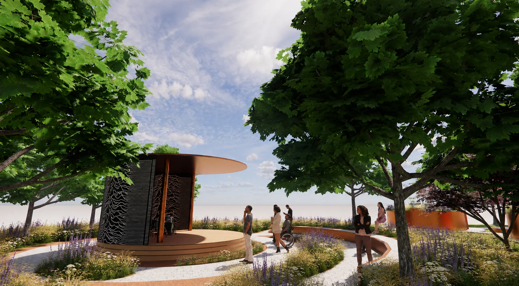 Community garden and outdoor music-space concept