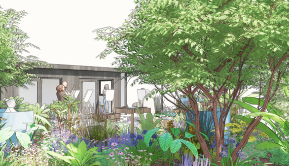 Planting and studio view from The Creative Arts Garden concept